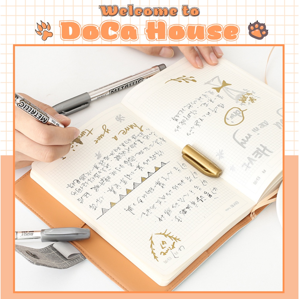 Bút nhũ màu vàng, bạc Baoke Melatic dùng viết sổ tay, buller journal, làm thiệp sinh nhật cực xinh yêu