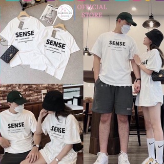 Áo thun chữ sense trắng áo phông đôi nam nữ from rộng giấu quần chất cotton mềm mịn thấm hút XIAOMIMI M1.156. S
