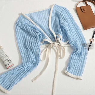 Áo khoác len mỏng croptop dây cột nơ dễ thương!