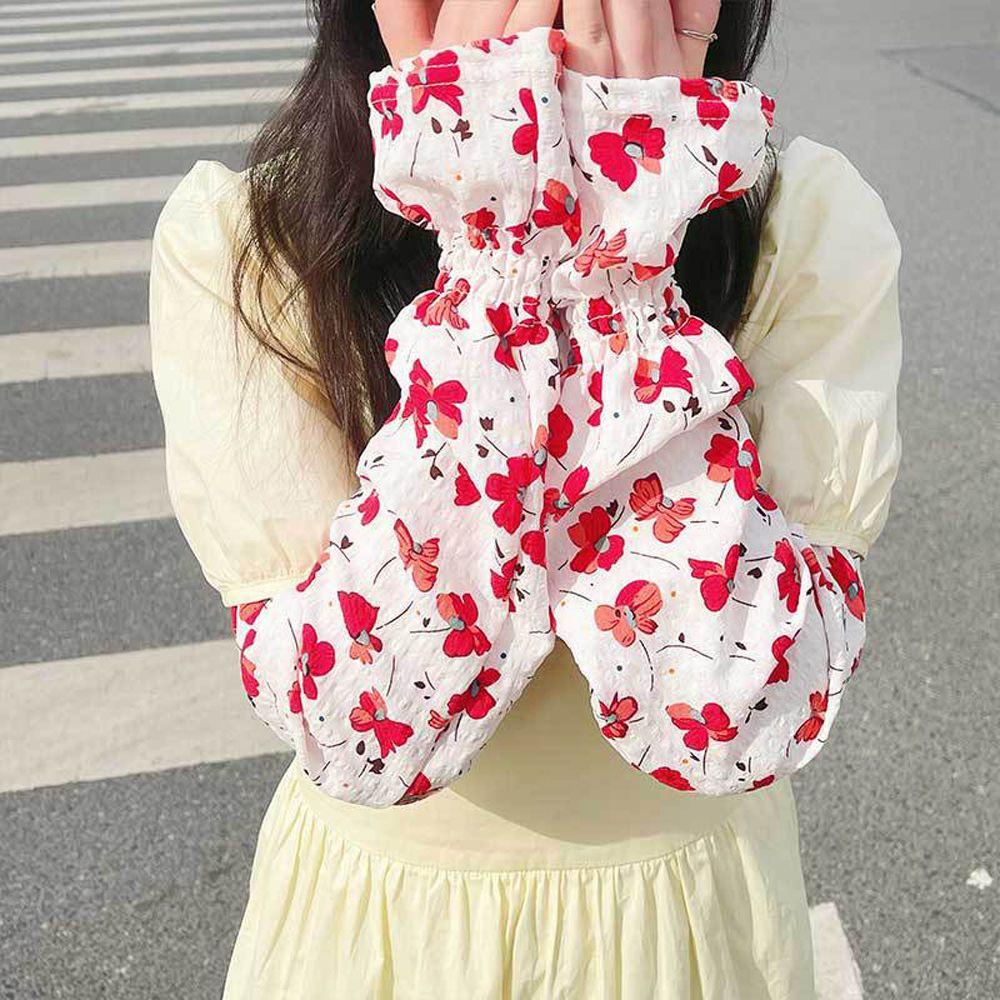 Găng Tay Dài Giữ Ấm Cánh Tay Chống Nắng Mùa Hè In Hoa