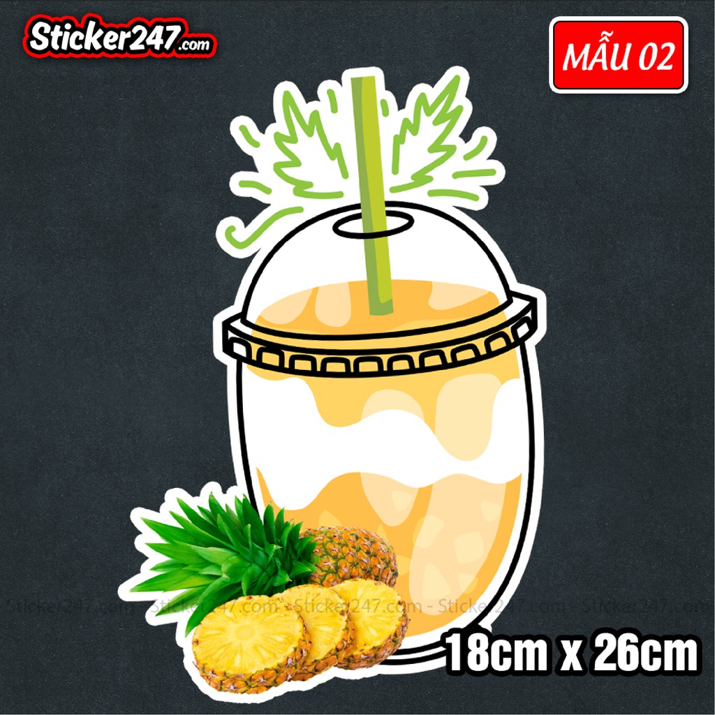 Sticker hình dán trà sữa trân châu, sinh tố, nước ép 𝑭𝒓𝒆𝒆𝒔𝒉𝒊𝒑 trang trí quán cà phê, trà sữa, quán ăn, dán tường, quầy