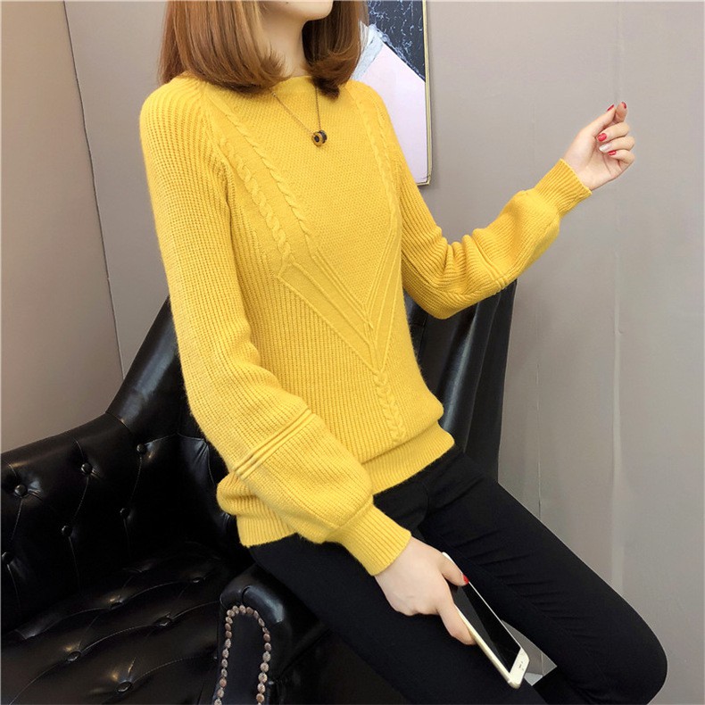 Áo len nữ cổ tròn tay dài chất len dày dặn Al58