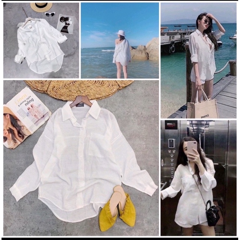 Áo sơ mi nữ trắng chất liệu đũi nhật, phong cách trẻ trung năng động từ Tiqi.jean1988