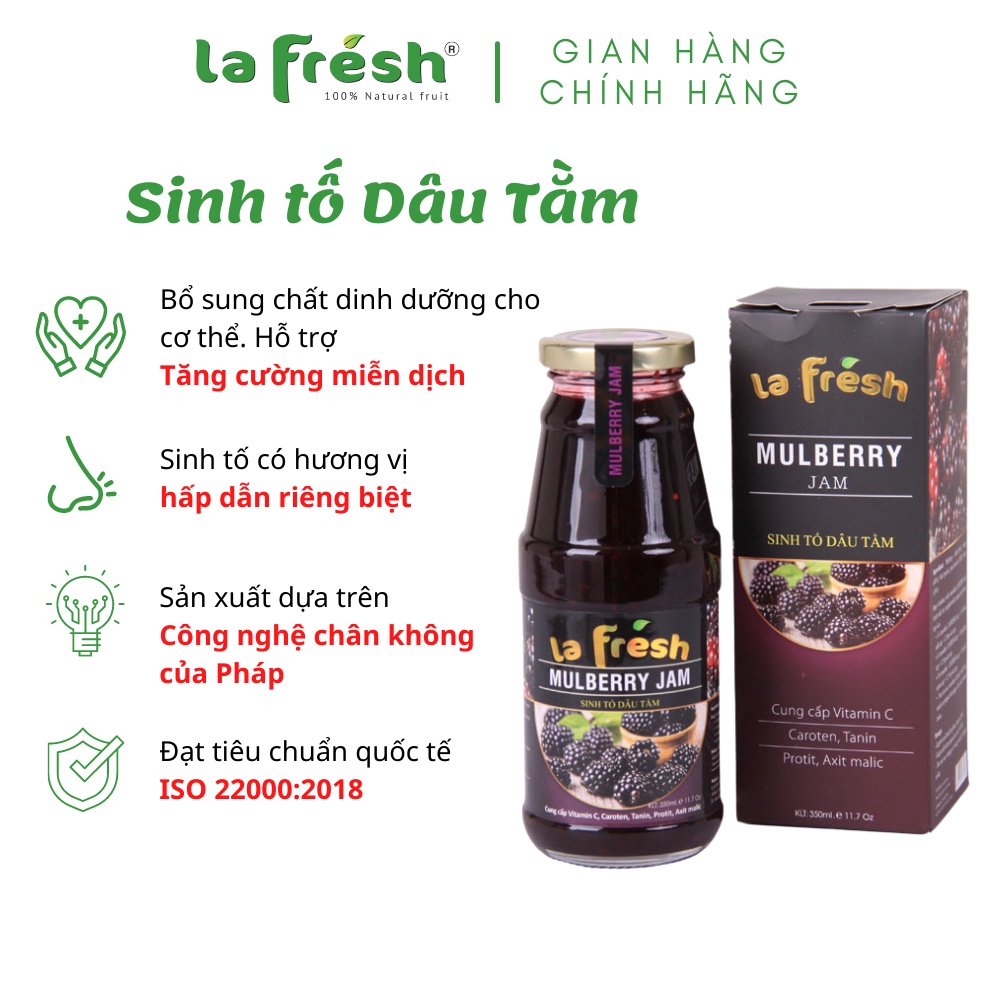 Sinh Tố Dâu Tằm Lafresh Đà Lạt Chai Thủy Tinh 350ml