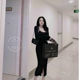 set đầm gân 2 dây hàng nút kèm áo khoác ngoài mềm mịn thu đông l