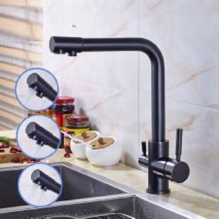 VÒI RỬA BÁT 3 ĐƯỜNG NƯỚC PHỦ NANO ĐEN (Kèm chút đá kim sa sang trọng)