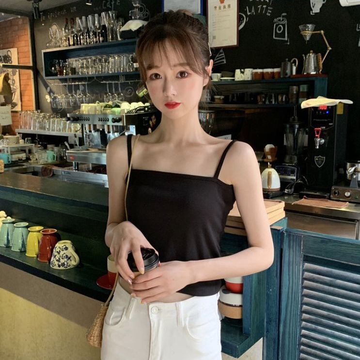 Áo 2 dây sợi bún thun gân đẹp cotton đen trắng , áo croptop ôm mặc trong siêu mát