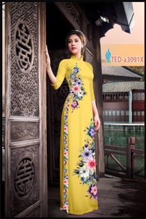 Vải áo dài in 3D hoa