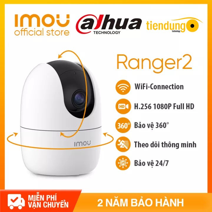 Camera IP 2M WIFI  IMOU Ranger 2 A22P Trong Nhà Còi Hú Báo Động Độ nét cao 1080P FullHD