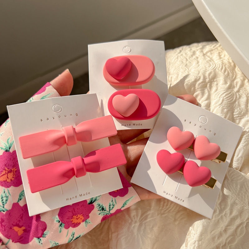 Jiashucheng Kẹp Tóc Nơ Hồng Siêu Ngọt Ngào Dễ Thương