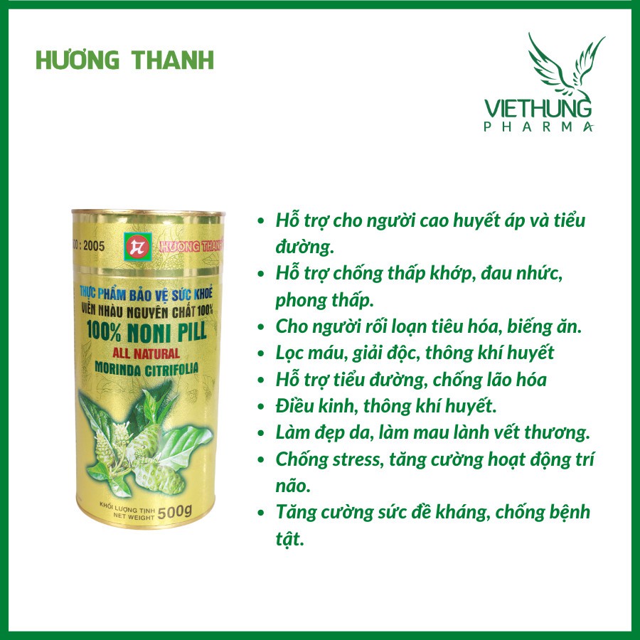 Viên Nhàu Hương Thanh Noni Pill 100% (500g) Vàng