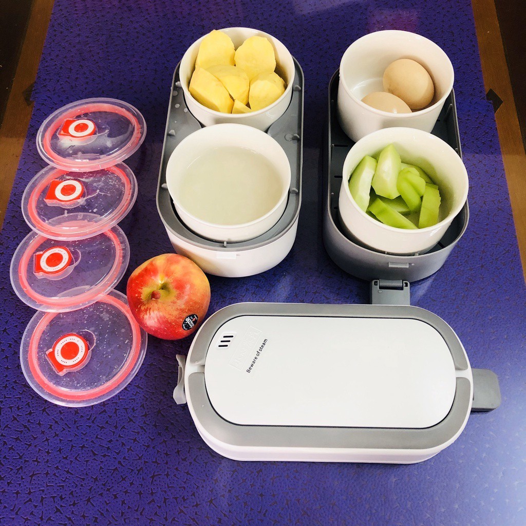 Hộp Cơm Cắm Điện 2 Tầng Ruột Sứ Song Anh 3 Trong 1 Nấu Hấp Luộc Hâm Nóng Thức Ăn - Hàng Loại 1