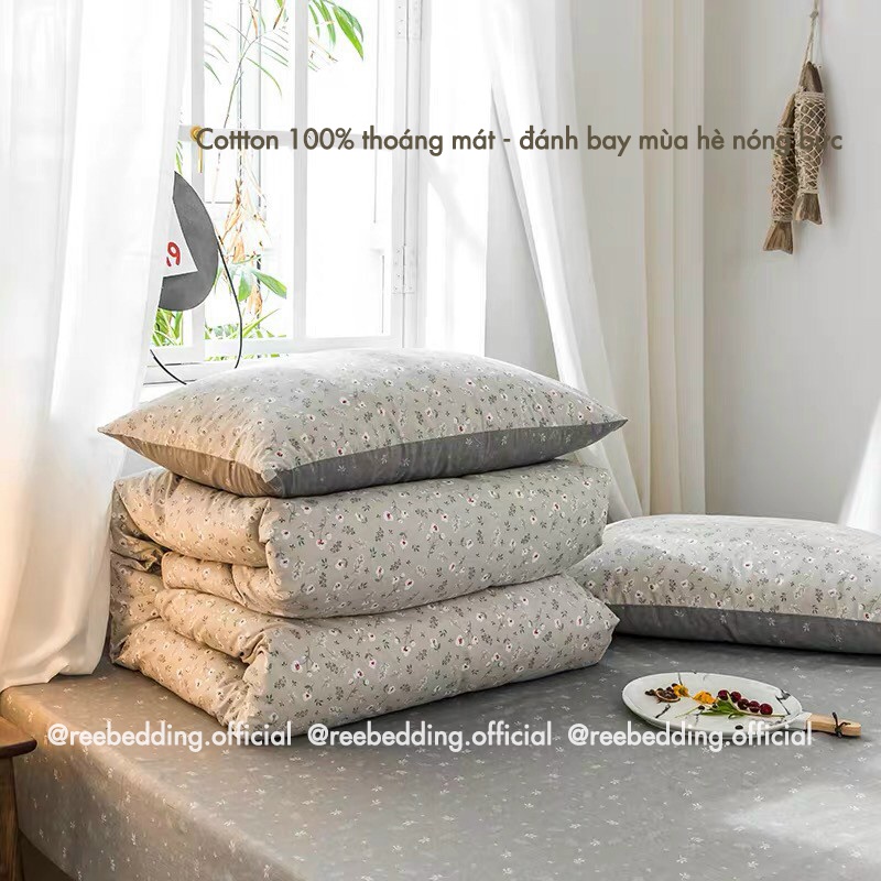 Bộ chăn ga gối Cotton 100% REE Bedding CT71 hoa nhí đủ size giường nệm