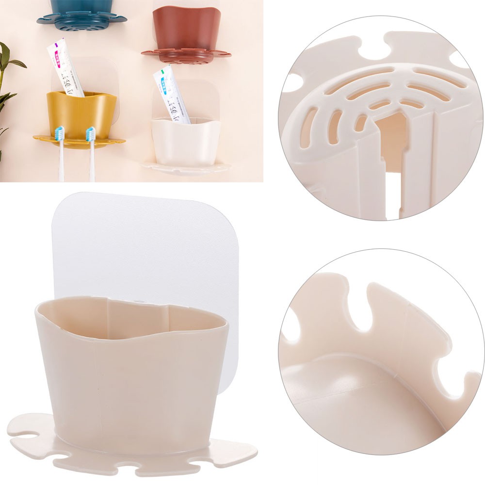 1 Giá Đỡ Bàn Chải &amp; Kem Đánh Răng Gắn Tường Tự Dính Đa Năng
