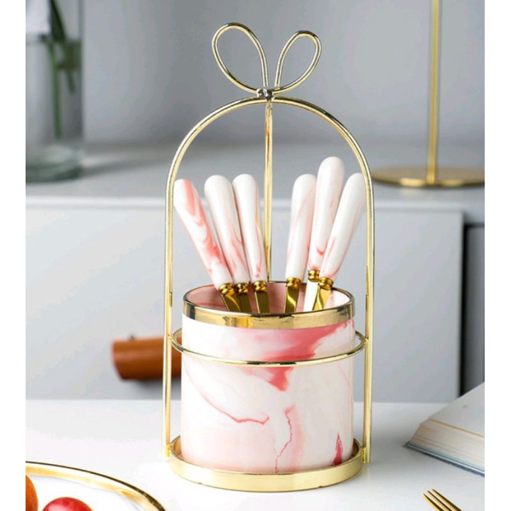 Ống cắm thìa dĩa mạ vàng cao cấp