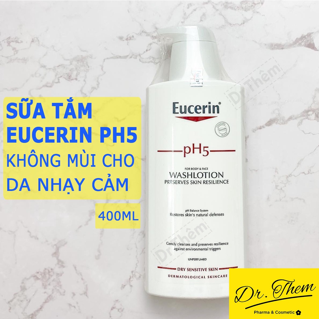 ✅[CHÍNH HÃNG] Sữa Tắm Không Mùi Eucerin Sensitive Skin pH5 Washlotion (Perfume-free) 400ml Cho Da Cơ Thể Nhạy Cảm