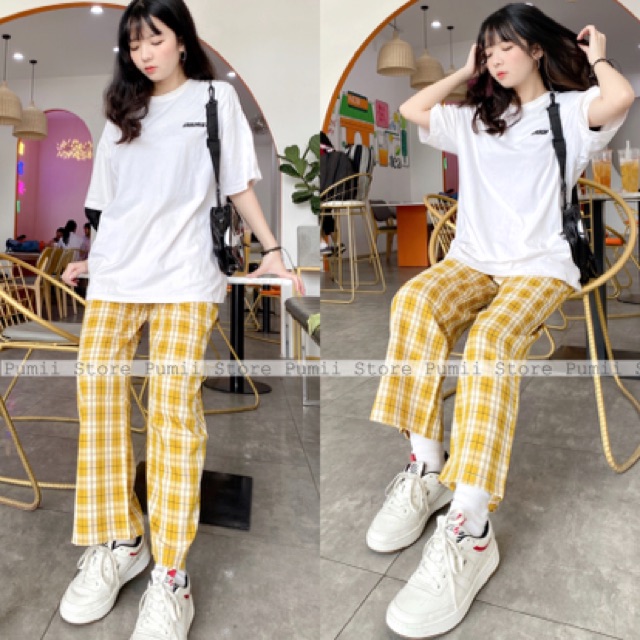 Quần ống rộng Culottes kẻ Caro suông dài (ảnh thật camera thường cuối cùng) | BigBuy360 - bigbuy360.vn