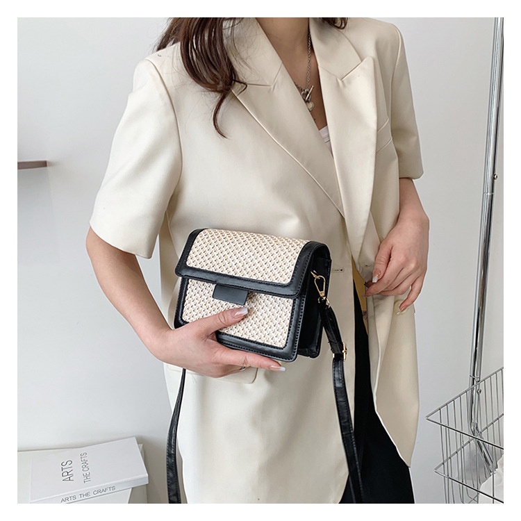 Túi Đeo JASMIN NOIR Vai Nắp Gập Đan Rơm Cho Nữ