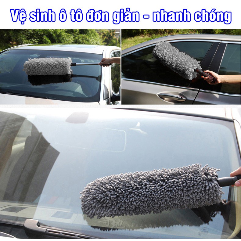 Chổi nano lau rửa xe ô tô chuyên dụng - Cán có thể kéo dài tiện lợi