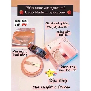 Phấn Nước Clio Nudism Hyaluronic Cover Cushion SPF50+ PA++++ (15gx2) 💖Freeship💖 Cushion CLIO Nudism