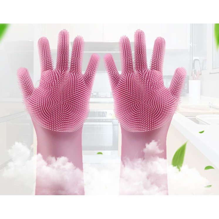 Găng tay Silicon hỗ trợ rửa chén ( Bộ 2 cái ) - Home and Garden