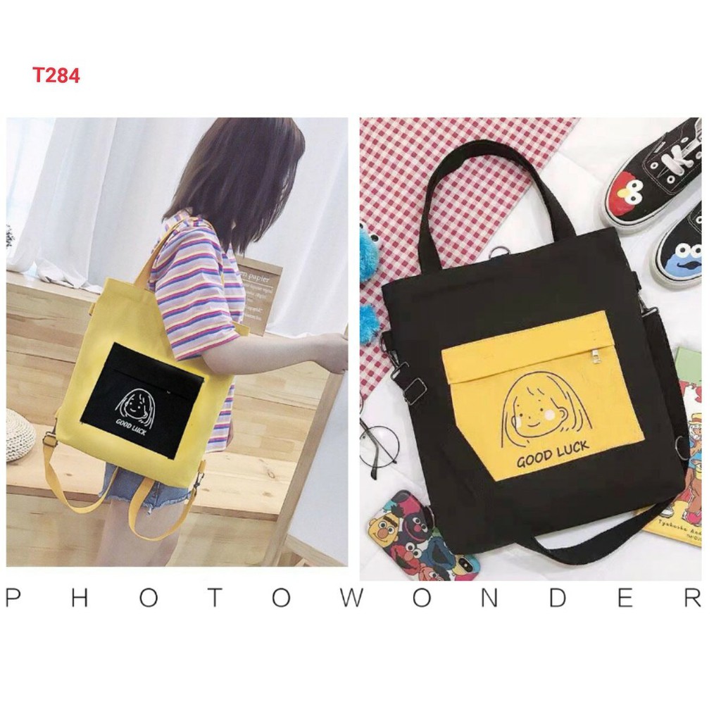 [ Hàng Loại A ] Túi tote vải bố đựng đồ canvas đeo chéo hình cô gái