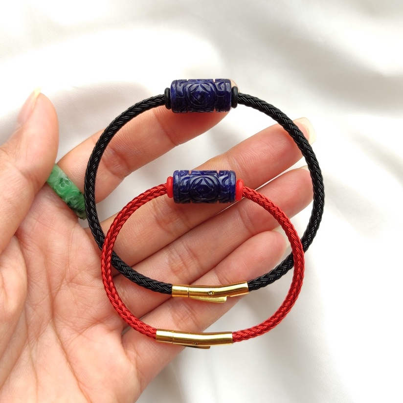 Vòng tay lu thống sodalite khắc họa tiết màu xanh dương hợp mệnh thủy, mộc - tài lộc hanh thông - Tuệ Lâm