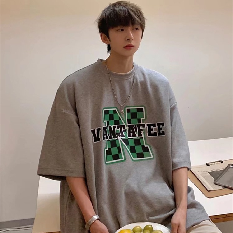 Áo Thun Dáng Rộng In Chữ Phong Cách Hip Hop Hàn Quốc Thời Trang Mùa Hè Cho Nam Cỡ M-8XL
