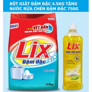 Bột giặt Lix Extra đậm đặc 4,5kg tặng Nước rửa chén Lix 750ml