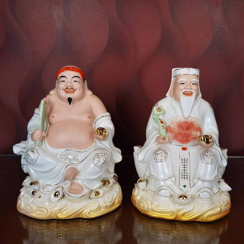 Bộ Tượng Thần Tài Thổ Địa Bằng Sứ Đức Hoá Cao Cấp - Phật Giáo Tường Thuận