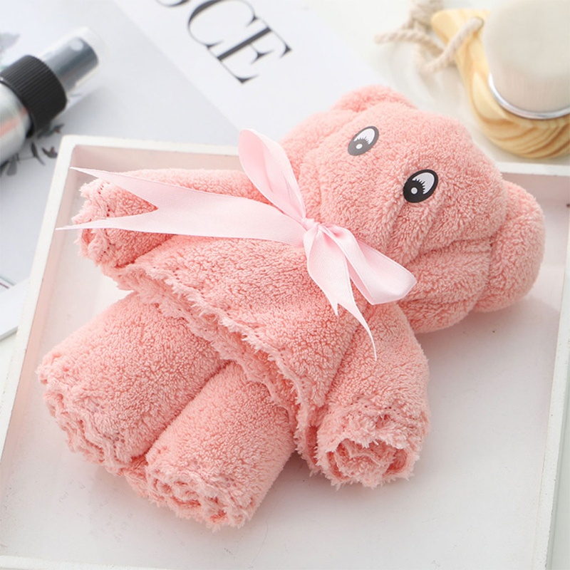 Haha Khăn Lau Mặt / Khăn Tắm Bằng Lông Cừu San Hô Thấm Hút Tốt Hình Gấu Dễ Thương Thoải Mái