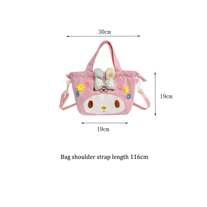 30cm Cute kuromi Sanrio Hello Kitty Melody Cartoon Large Capacity Portable Bucket Canvas Bag girl gift