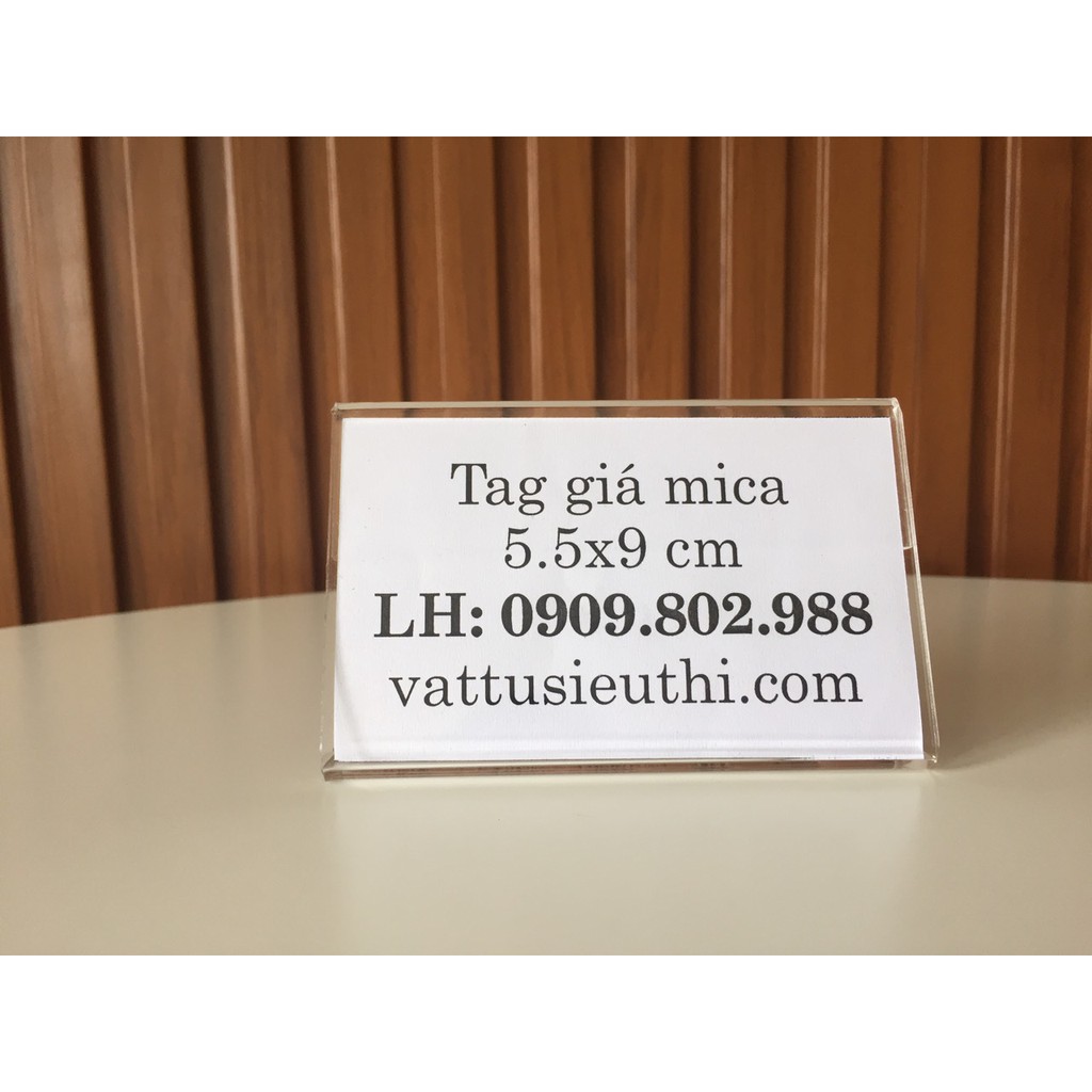 Menu mica nhỏ 5.5x9cm, menu mica mini, tag giá mica