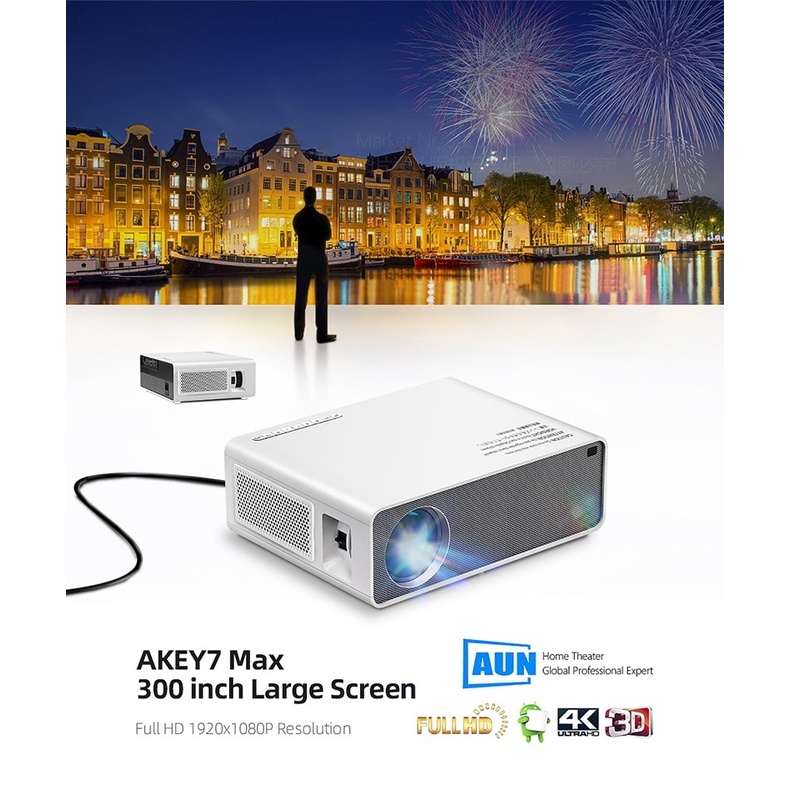 Máy chiếu AUN -  Akey7 MAX New Version 2023 - Full HD - 7000 lumens - Hàng chính hãng - Bảo hành 1 năm