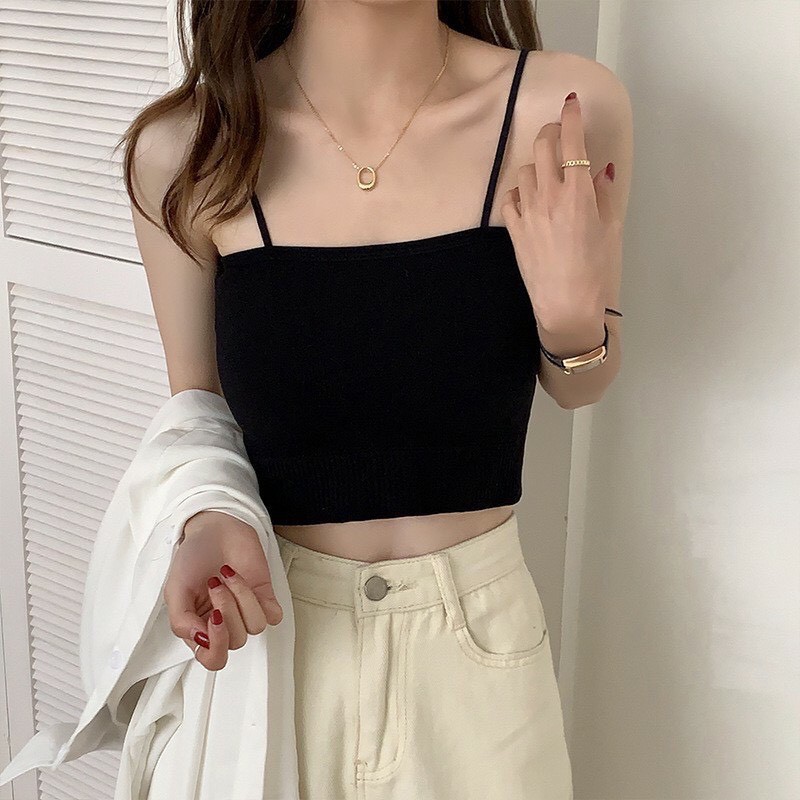 Áo Lót Nữ Cotton Gân Tâm 2 Dây Đệm Mỏng Ôm Ngực Đẹp Giãn Thoải Mái Hieu Store24h - 1537