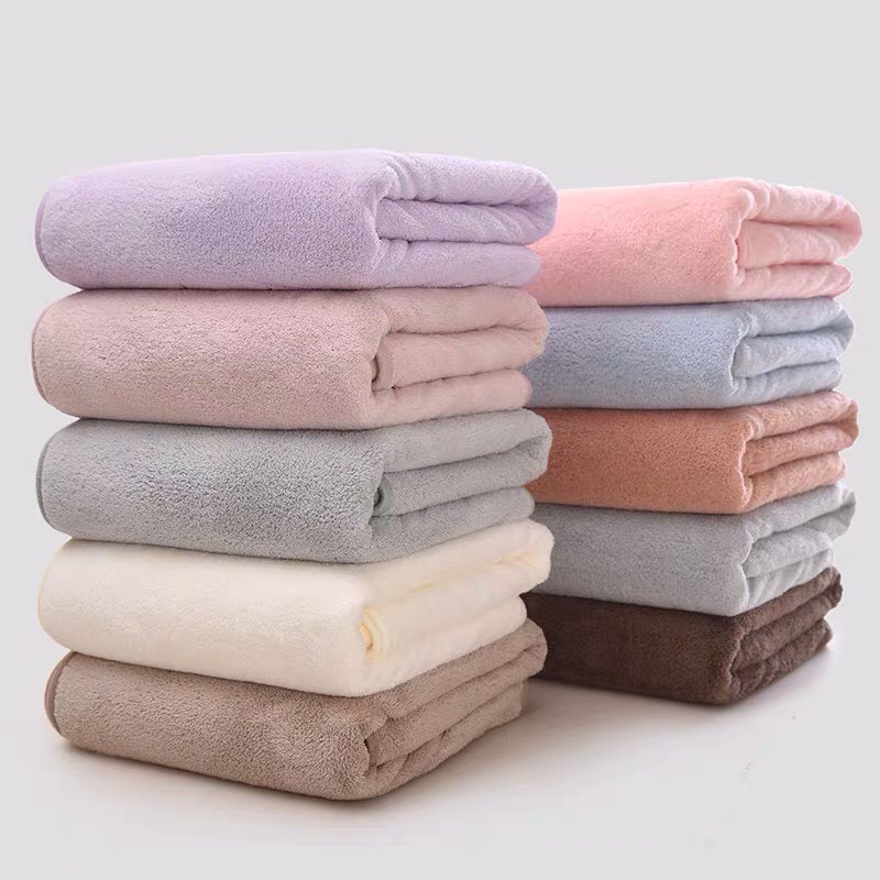 Khăn tắm lông cừu Hàn Quốc màu trơn sợi cotton size lớn 70x140cm, nặng 300g