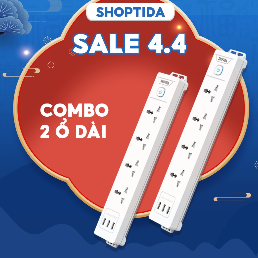 Combo Ổ Cắm Điện Đa Năng WORKZ Shoptida 3 Cổng USB sạc tối đa 12W và Ổ Điện chịu tải 2500W Dây nối dài 2.4M