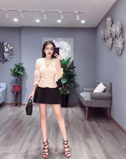 Áo dọc khuy lụa silk bóng hàng đẹp Hanna