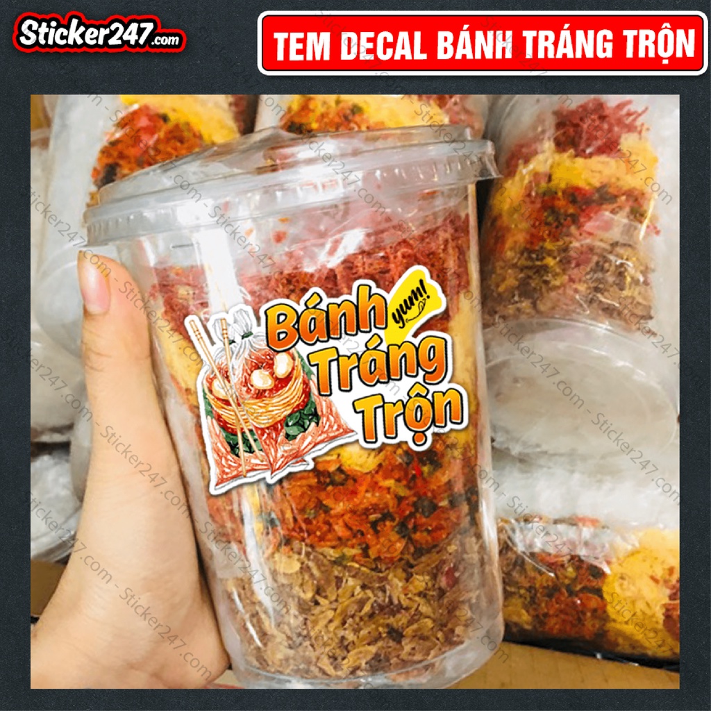 Tem Dán Bánh Tráng Trộn 𝑭𝒓𝒆𝒆𝒔𝒉𝒊𝒑 Decal Kháng Nước, Cắt Sẵn, Màu Tươi Sáng Bắt Mắt, Nhãn Dán Giá Rẻ