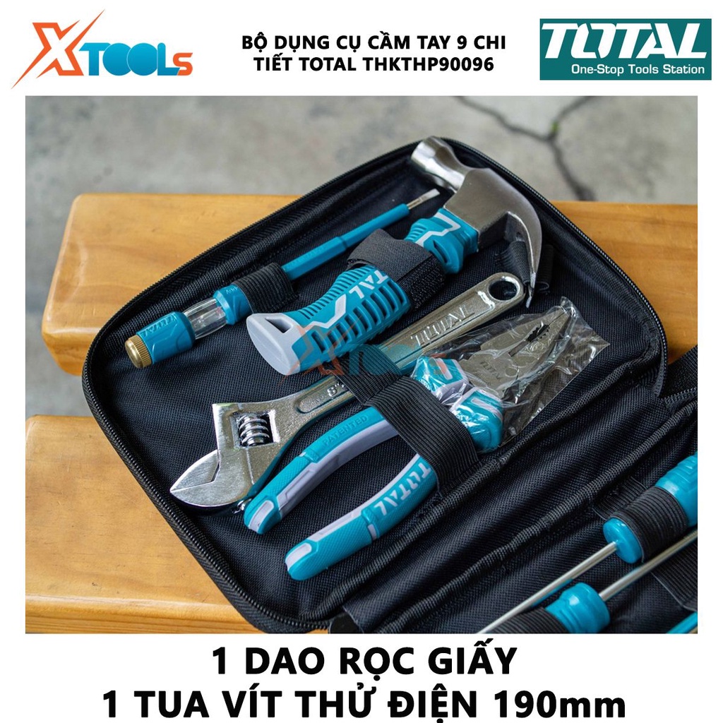 Bộ đồ nghề cầm tay 9 chi tiết TOTAL THKTHP90096 | Sửa chữa, lắp ráp và bảo dưỡng thiết bị [CHÍNH HÃNG] [XTOOLs]