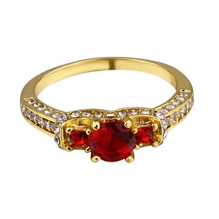 Nhẫn Mạ Vàng Đính Đá Sapphire Đỏ