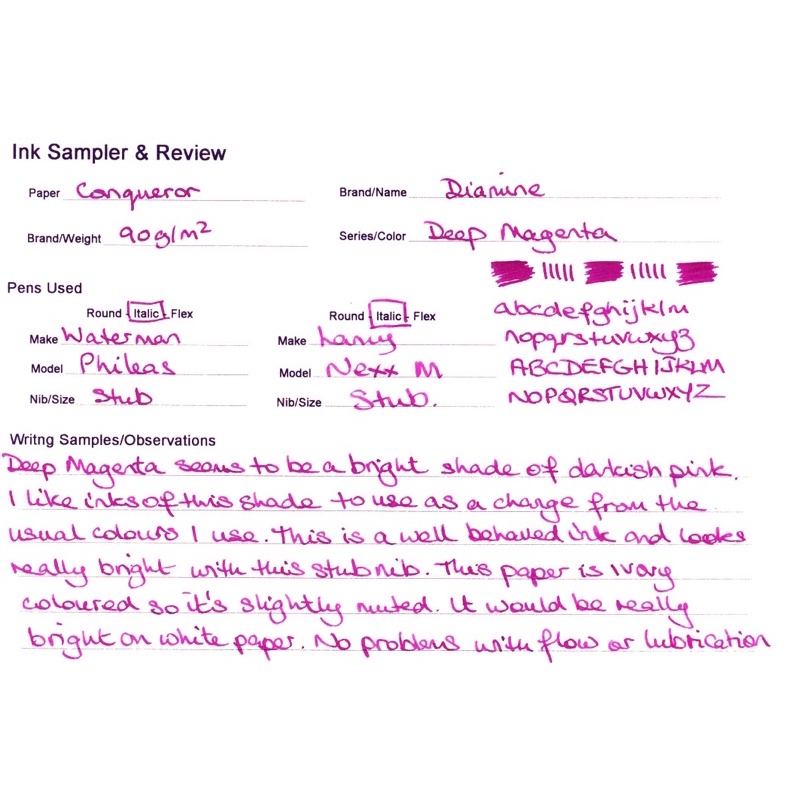 Mực bút máy Diamine - Gam màu Pink - Lọ 30ml
