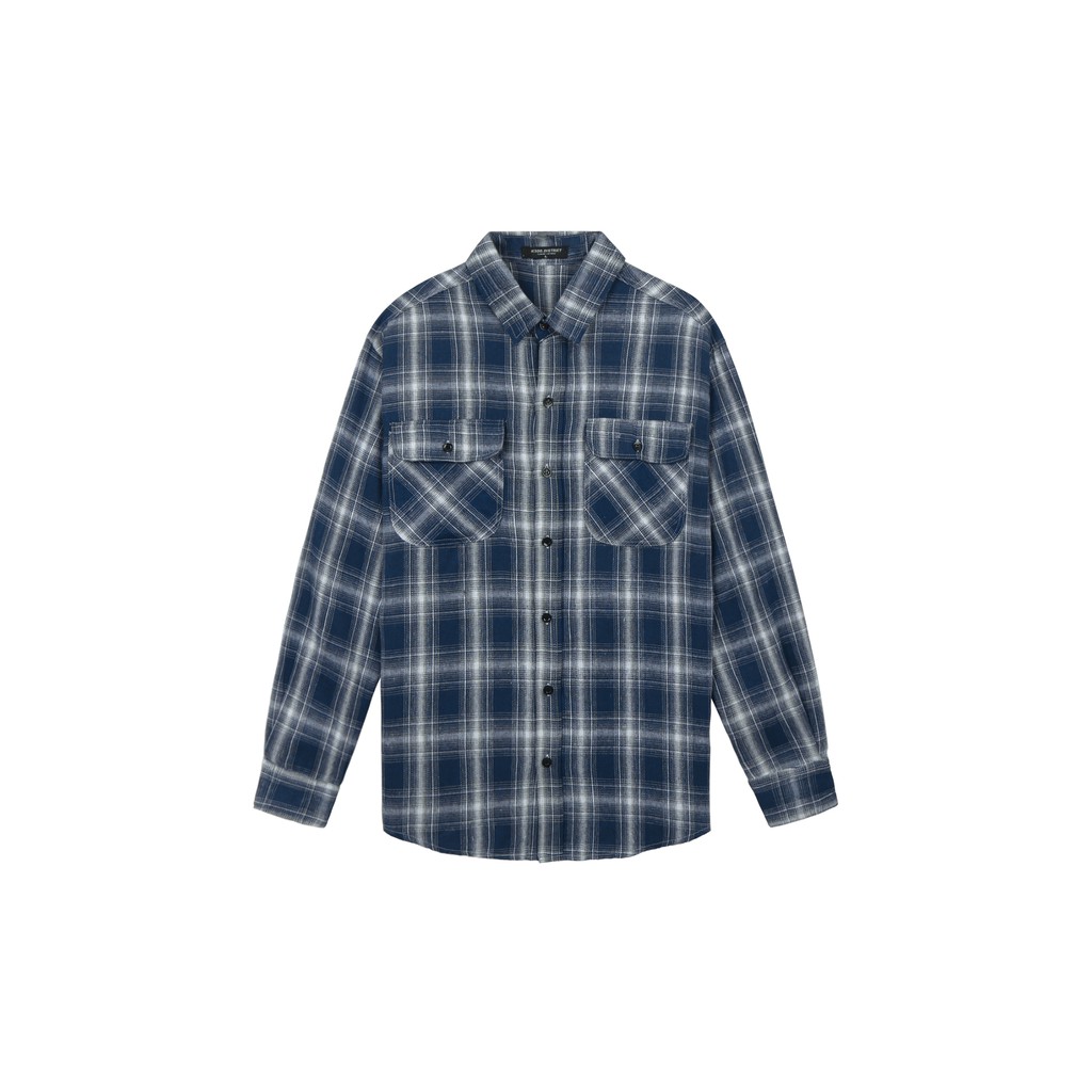 Áo Sơ Mi Flannel Màu Xanh Sọc Trắng