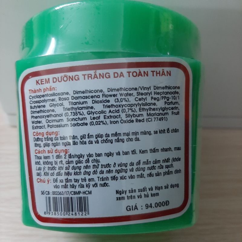 KEM DƯỠNG TRẮNG DA TOÀN THÂN NGUYỄN QUÁCH  150G, Tem giá:94.000đ