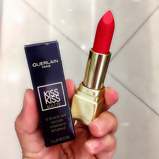 Son lì Guerlain Kiss Kiss Matte M347 Zesty Orange💥