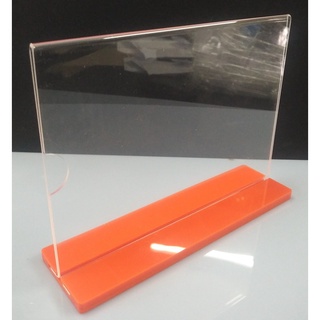 Kệ mica menu để bàn đế 3 lớp màu cam vàng đỏ