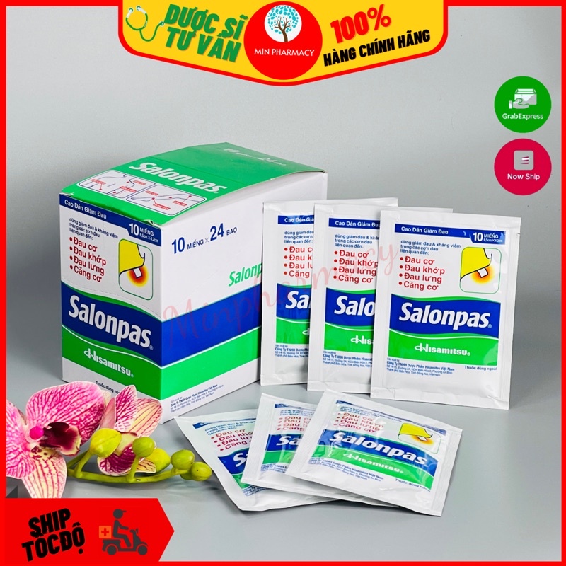 Cao Dán SALONPAS Giảm đau nhanh Bao 10 miếng 6.5x4.2cm - Minpharmacy