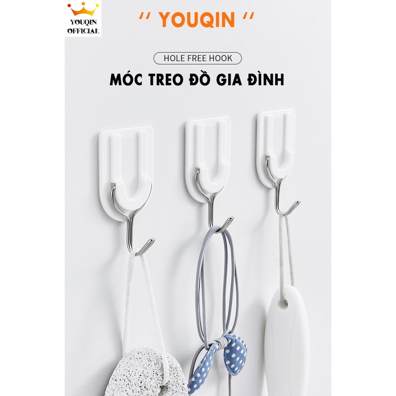 Bộ 3 Móc Treo Đồ Dán Tường - YouQin, Chất Liệu Nhựa, Dán Keo Siêu Chắc, Không Khoan Đục