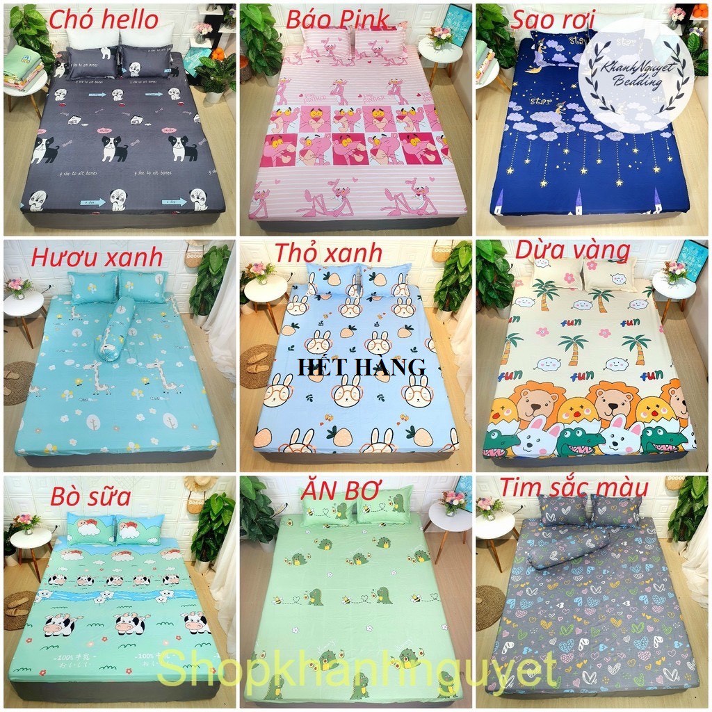 Bộ Ga giường cotton kèm áo gối nằm K'home vải cotton 3d poly siêu cute | BigBuy360 - bigbuy360.vn