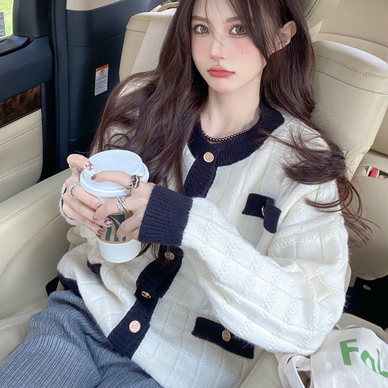 Áo Sweater Dệt Kim Dáng Ôm Thời Trang Pháp 2022 Dành Cho Nữ